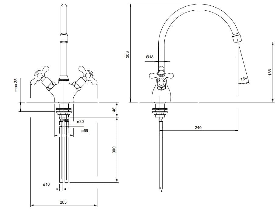 Смеситель для раковины в классическом стиле Zazzeri 800 ARCH-00006585 - Вид №1