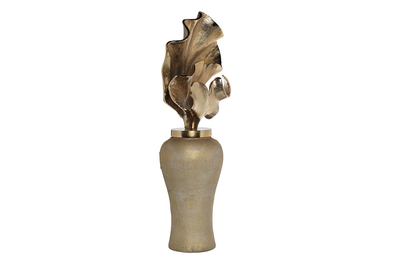 Ваза декоративная стеклянная с крышкой золото 25х65 см GARDA DECOR ДИЗАЙНЕРСКИЕ 00-3861207 Золото  - Вид №1