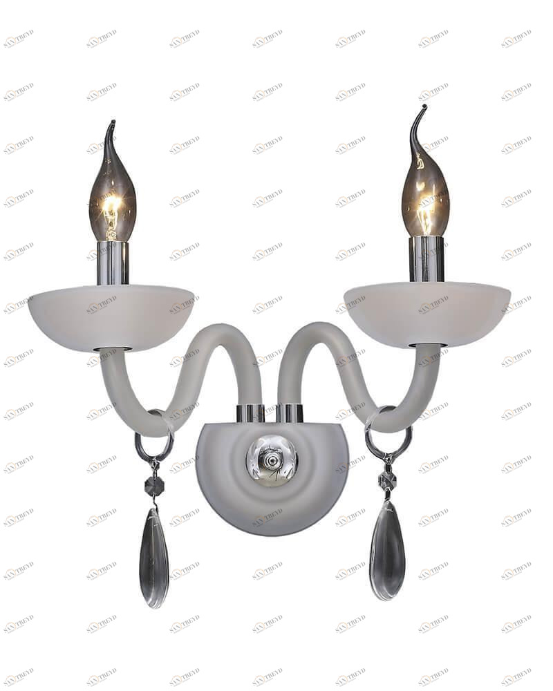 Бра на 2 лампы с подвесками белое "Нейт" 2029/2W-WTCR LUMIEN HALL СВЕЧА 00-3931605 Белый 