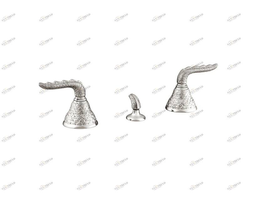 059022.000.71 Комплект биде с тремя отверстиями Античное серебро Mestre Dragon