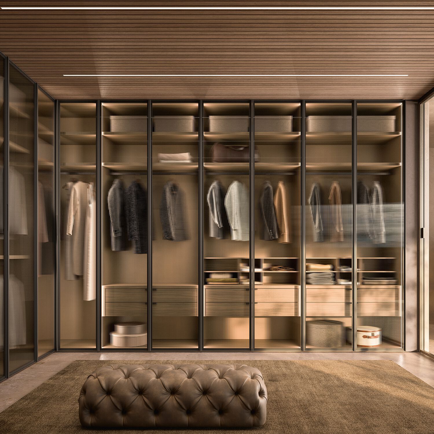 Модульная деревянная и стеклянная гардеробная со встроенным освещением Zalf Flexy ARCH-00098716 - Вид №2