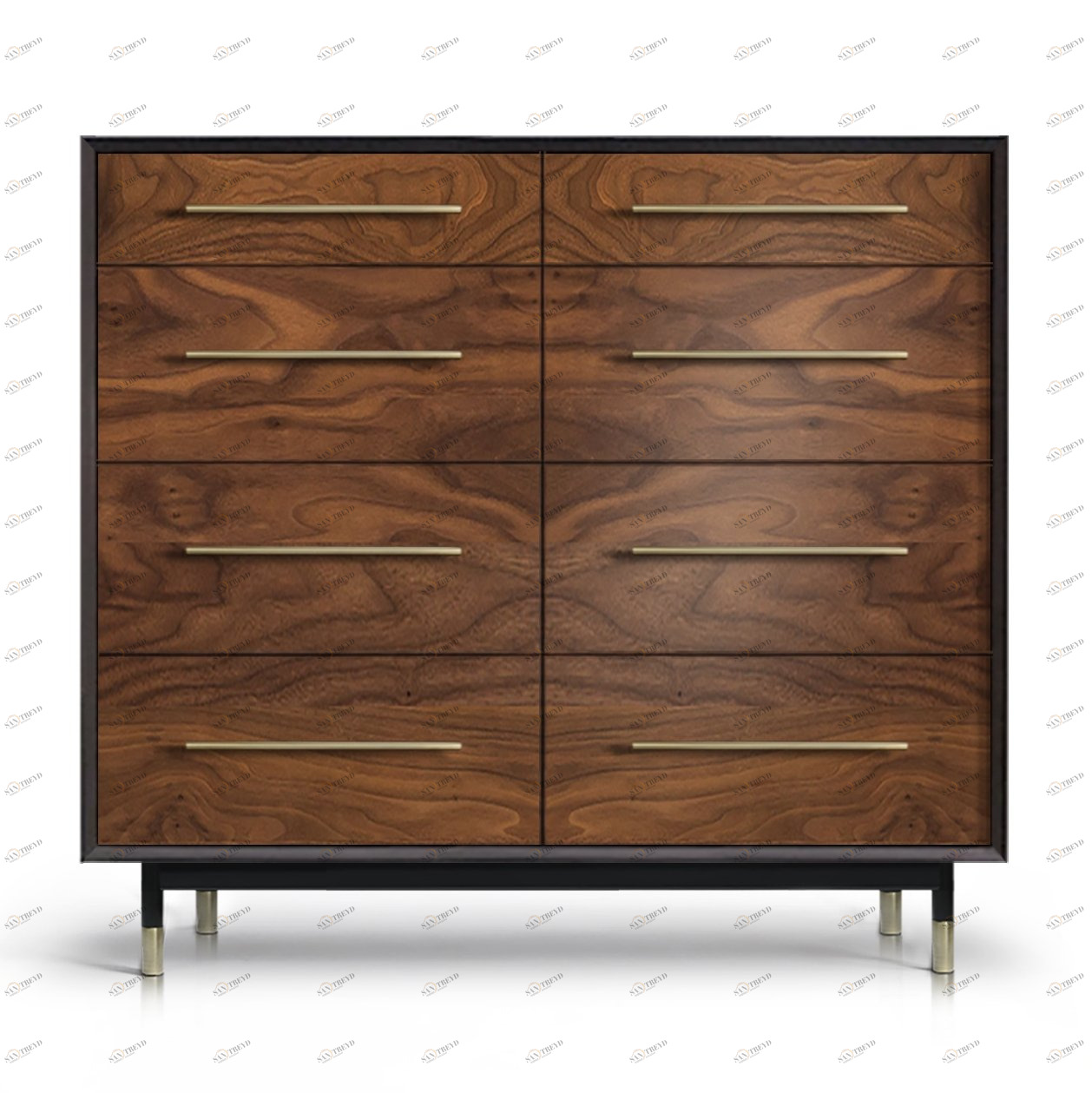 Комод на ножках с 8 ящиками окисленный клен Impala ACWD IMPALA 00-3981923 Коричневый;орех 