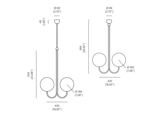 Опаловое стекло светодиодный подвесной светильник Michael Anastassiades DOUBLE ANGLE ARCH-00053330 - Вид №3