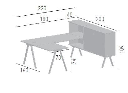 Угловой стол со встроенной полкой GABER WORKSTATION 2027 SX - L VERSION ARCH-00101353 - Вид №4