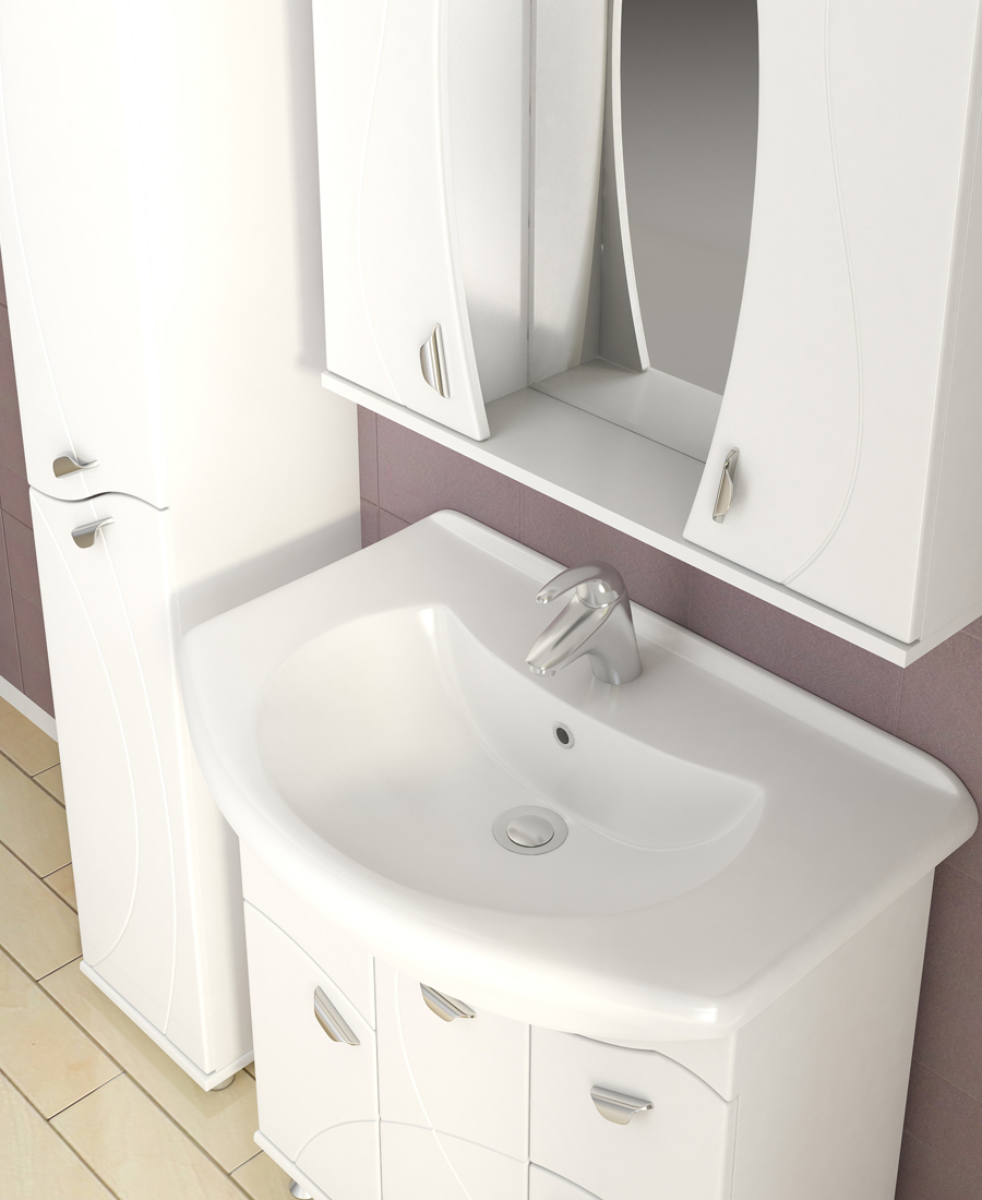 Тумба с раковиной Faina 800 (Балтика)800⨉300⨉830 мм белый Santreyd sun-id-665339 - Вид №3