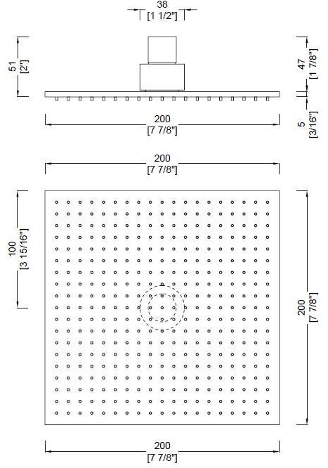 RIFRA Квадратная душевая лейка из нержавеющей стали  2200111/2  - Вид №2