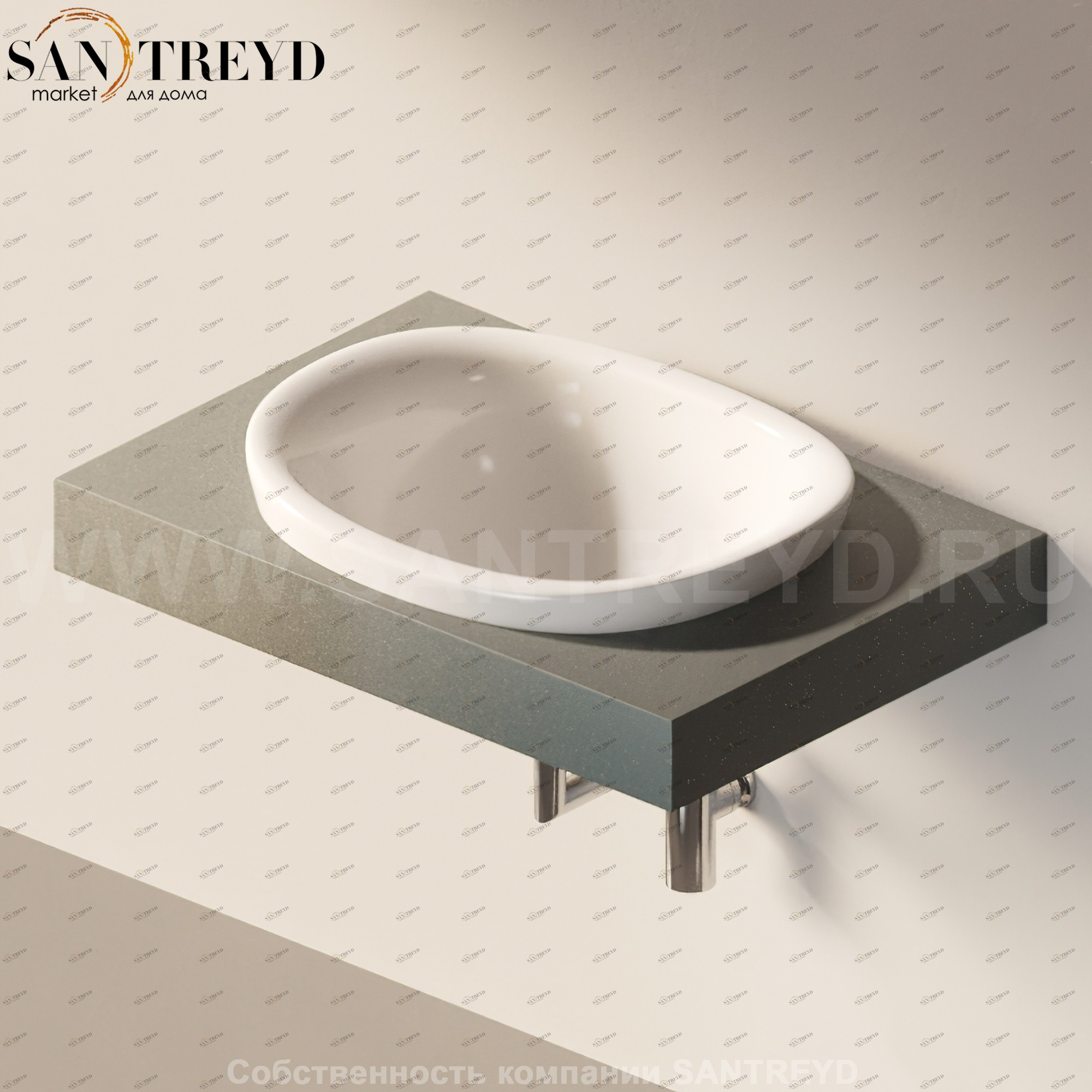 Flaminia IO e SI Столешница с отверстием под раковину серая IO60M1.7037 Ceramica Flaminia IO60M17037