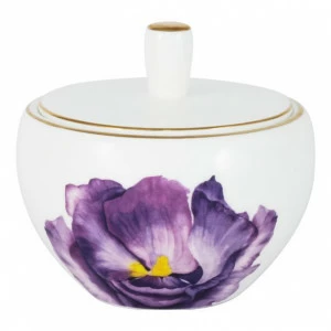 Сахарница фарфоровая белая с фиолетовым в подарочной упаковке Iris JULIA VYSOTSKAYA FLOWERS 00-3946591 Белый;фиолетовый
