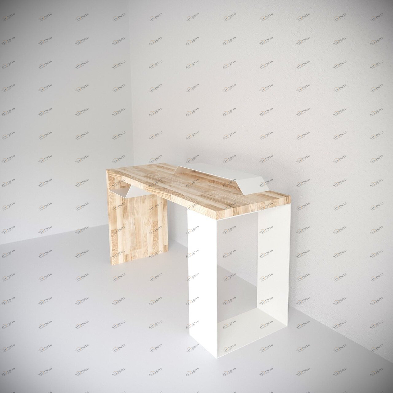 Письменный стол с полкой для монитора белый деревянный EcoComb-2 BRAGIN DESIGN ПИСЬМЕННЫЕ СТОЛЫ ECOCOMB 256603 Бежевый;белый 