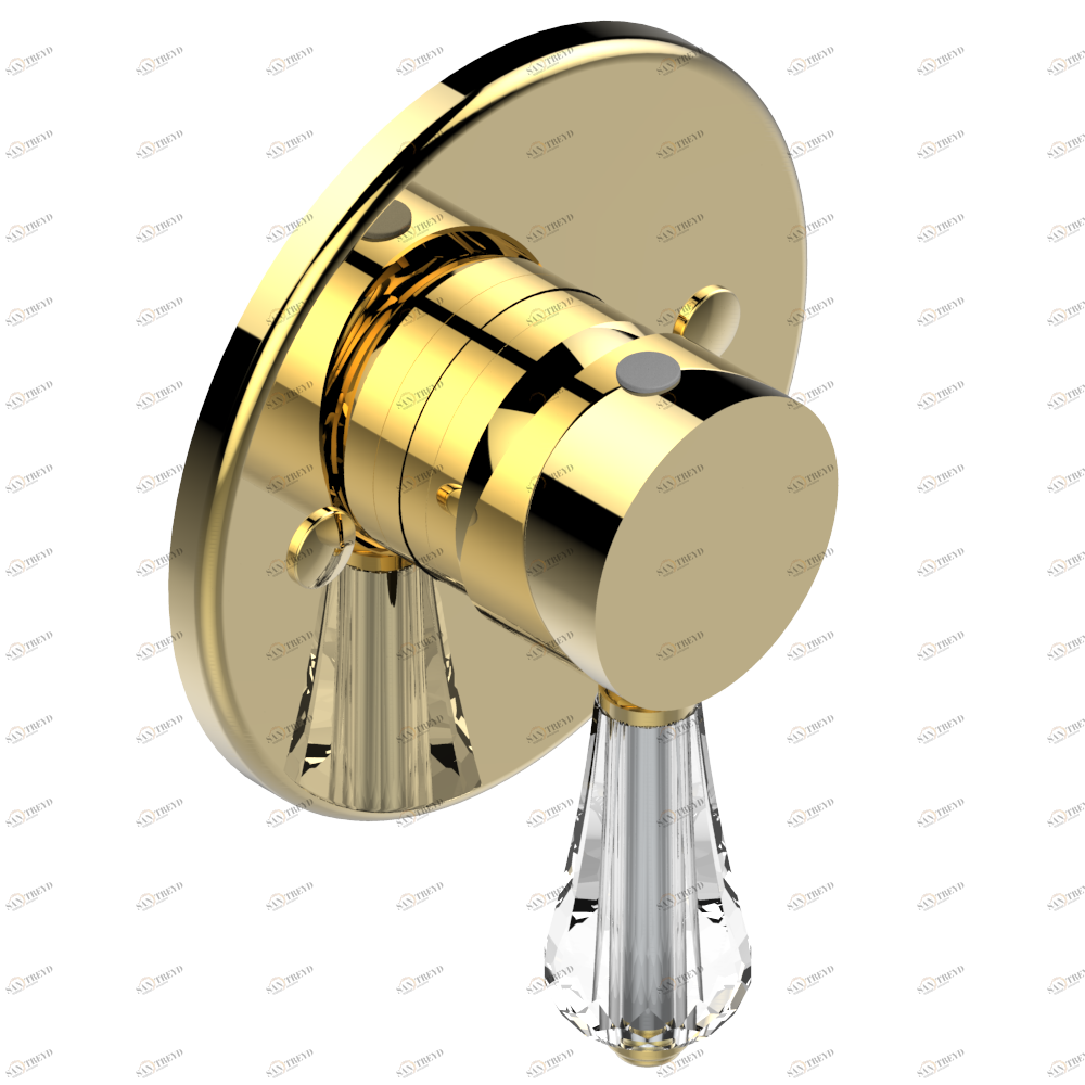 A56-6540B Внешняя часть смесителя для душа однорычажного встраиваемого в стену 06540 Thg-paris Art Déco cristal Покрытие PVD золотистый цвет A56 6540B CAT.F