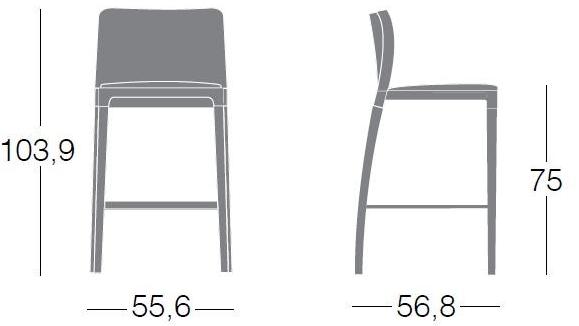 Segis Табурет высокий, обитый тканью, со спинкой Zenith G0002 - Вид №3