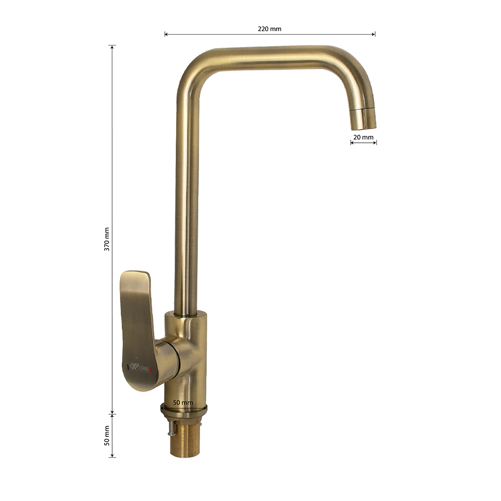 GFmark - Смеситель кухонный, шаровый, боковой, под состаренную БРОНЗУ, код: 5054  - Вид №2