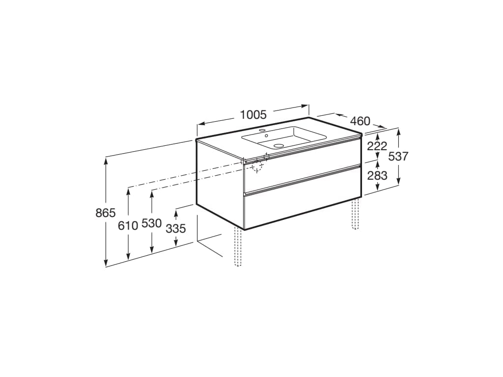 Деревянный подвесной шкаф для умывальника со встроенной раковиной с ящиками Roca The Gap ARCH-00072034 - Вид №98