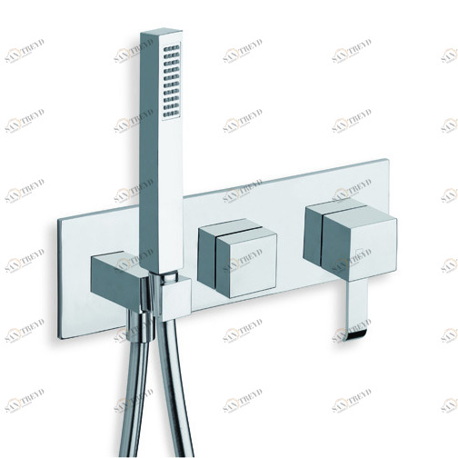 CRIQM602 Внешние части смесителя для ванны и душа для CRICS100 (правая сторона) - CRICS101 (левая сторона) с переключателем на 2 выпускных отверстия, ручным душем с защитой от известкового налета, гибким шлангом LONG LIFE Cristina Rubinetterie 