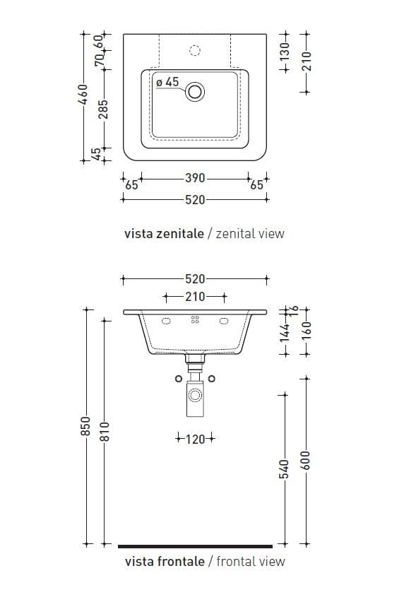Керамическая прямоугольная одиночная подвесная раковина Ceramica Flaminia полет ARCH-00103551 - Вид №2