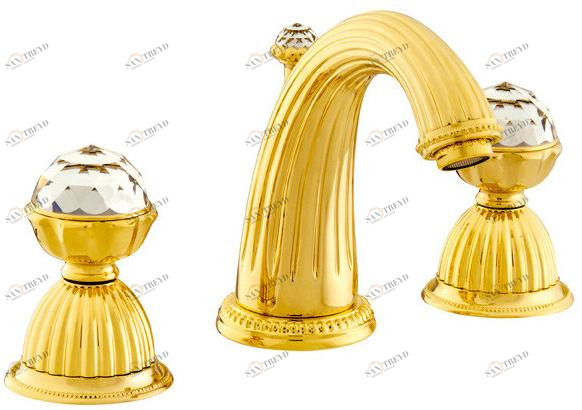 Bronces Mestre Смеситель для мойки на 3 отверстия с кристаллами swarovski® Artica sun-id-1403617