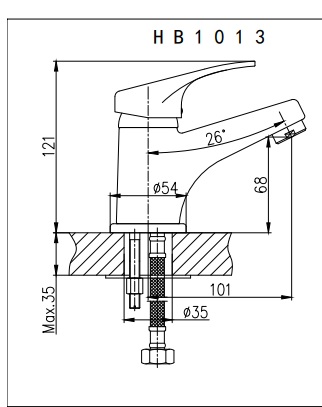 HB1013 Смеситель для раковины , хром Haiba  - Вид №2