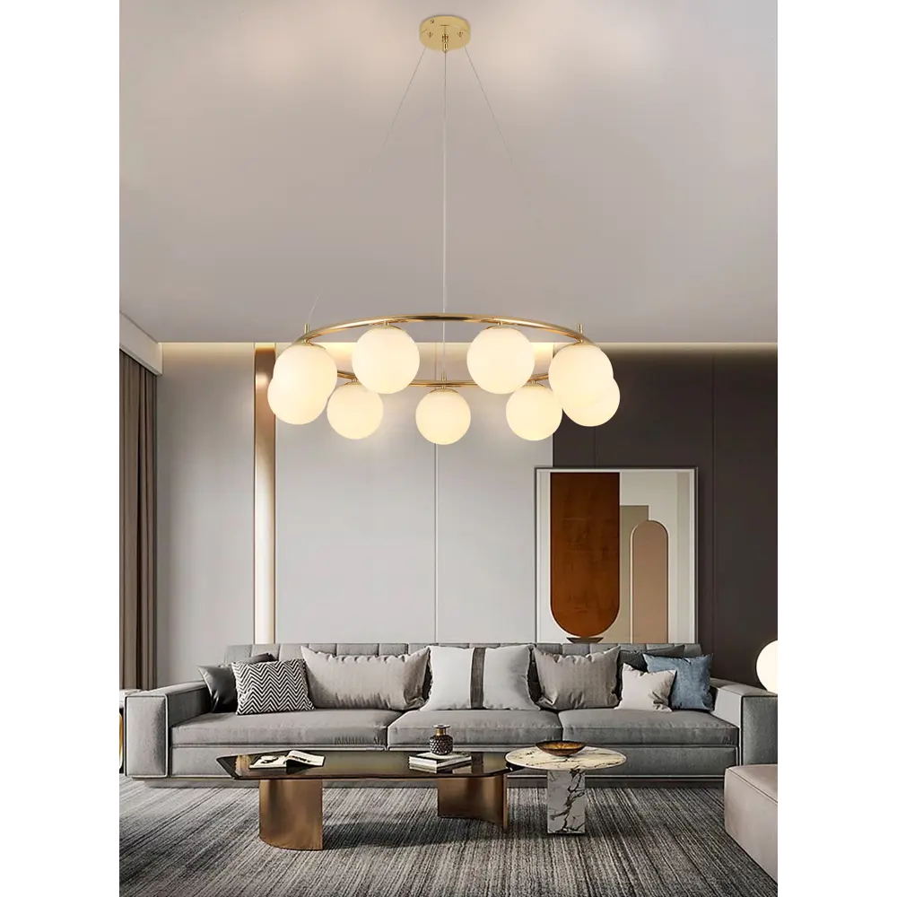 Люстра подвесная Circo 3610-9 9 ламп 27 м² цвет золотой 89374506 STLM-2009590 SCHAFFNER  - Вид №9