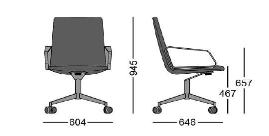 4 спицы подлокотник ткань операционный офис стул Sellex Swing ARCH-00070804 - Вид №2