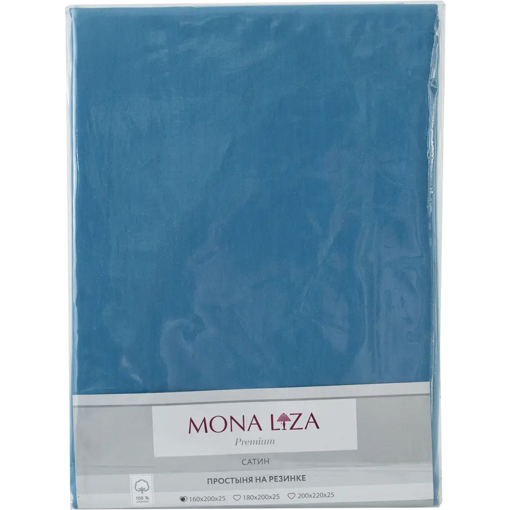 Простыня полутороспальная Mona Liza Premium, 200x160 см, сатин, цвет сине-голубой 82493889 STLM-2187071 Santreyd  - Вид №2