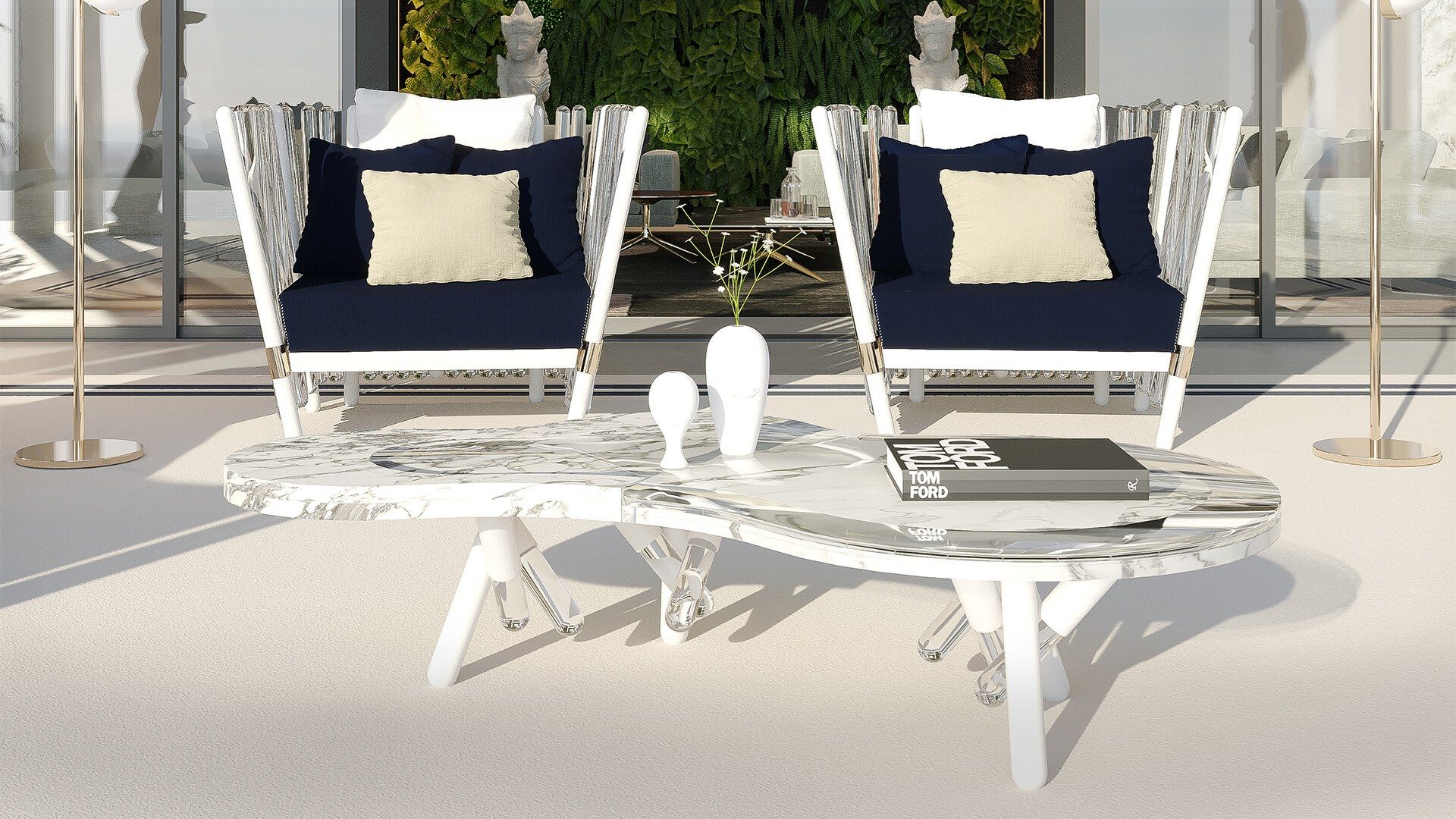 Мраморный низкий садовый столик Myface NESS ARCH-00110594 - Вид №9