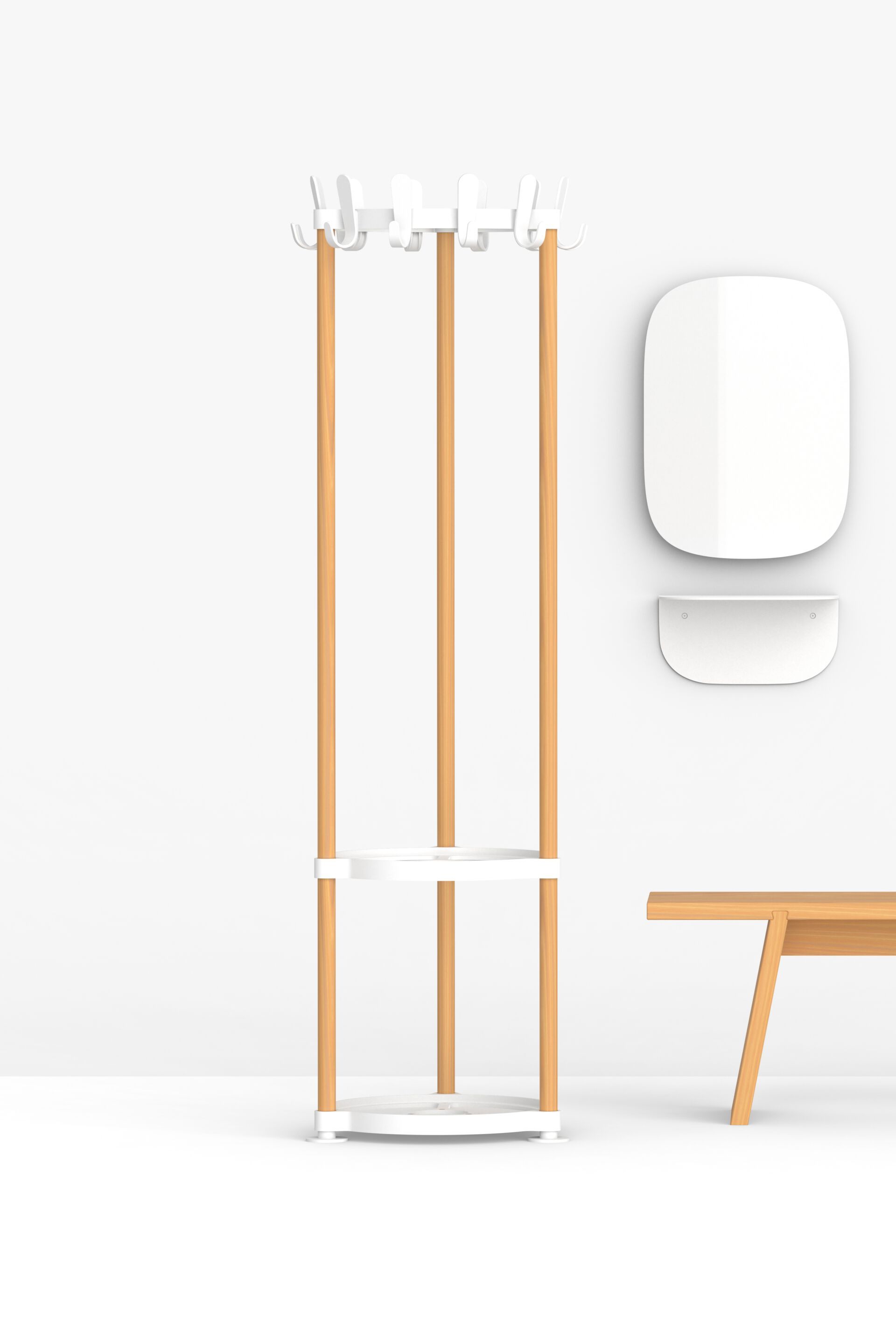 Вешалка из дуба и пластика с зонтиком FUNCTIONALS STICKS ROUND ARCH-00083597 - Вид №2