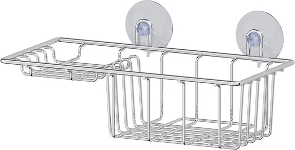 GHI 218 Полочка-решетка с мыльницей на вакуумных присосках 27,4 cm SORCOSA Plain