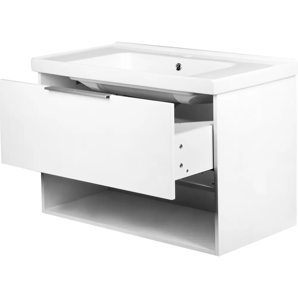 Тумба под раковину подвесная «Дана» 90 см цвет белый глянец SANFLOR STLM-2030183 - Вид №2