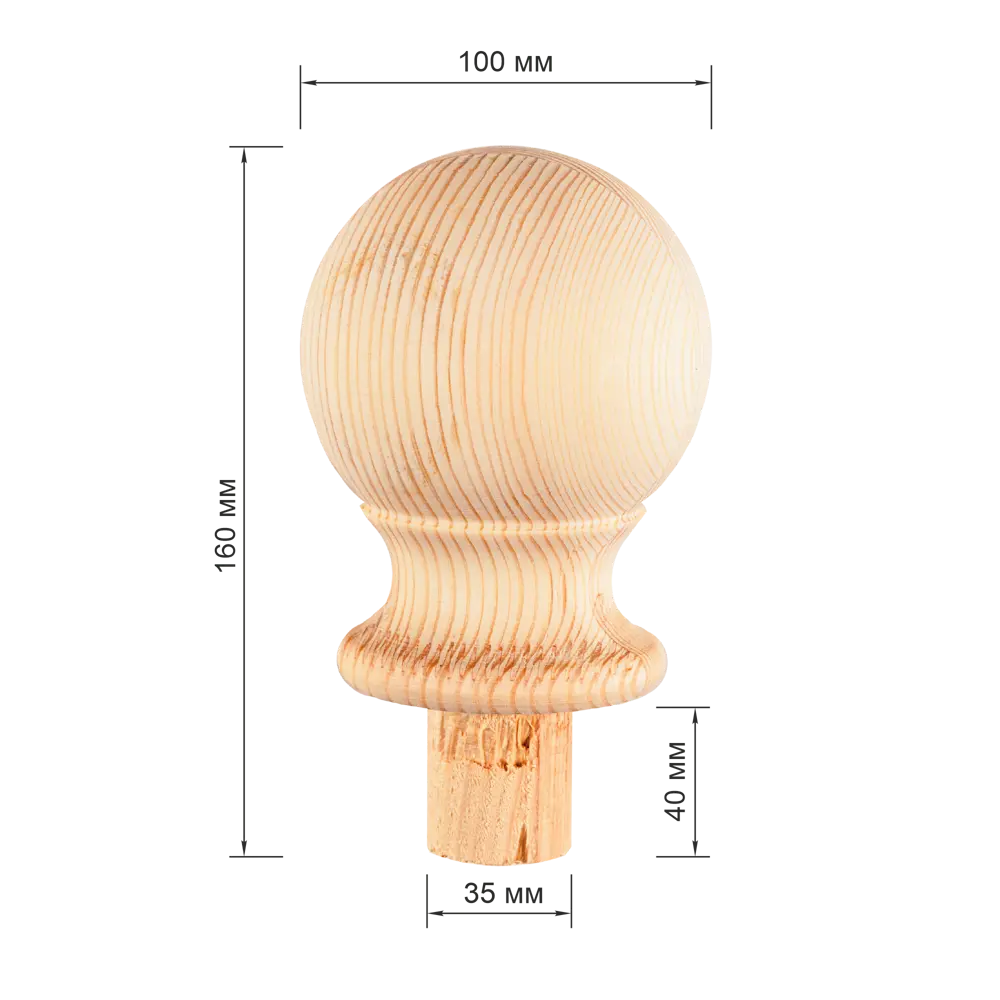 Santreyd Декоративный шар для лестничного столба из сосны 100 мм 81990113 Шар с ножкой STLM-0016715 - Вид №2