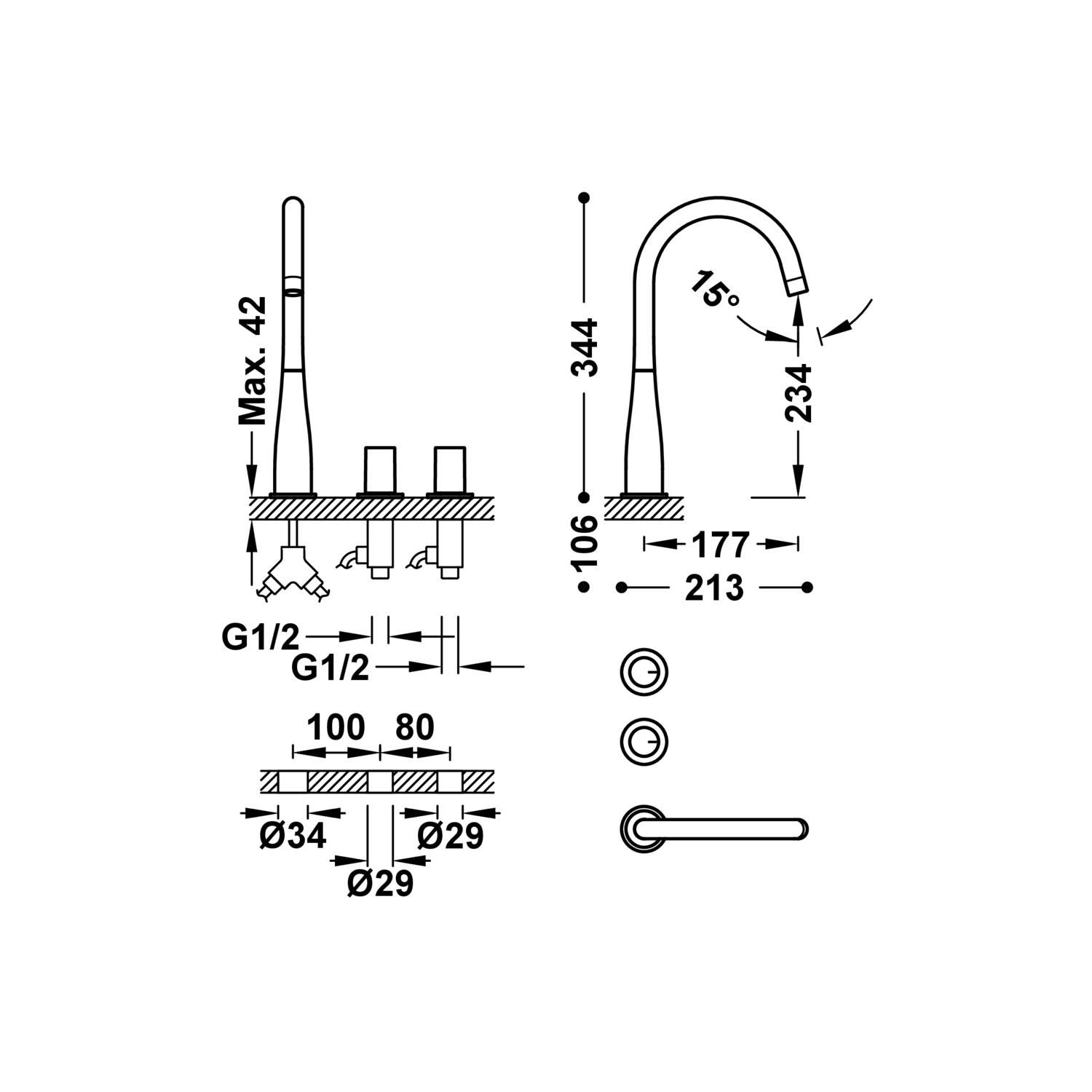 Кран с двойным управлением CANIGÓ PLUS для столешницы-21810501 TRES Canigo - Вид №1