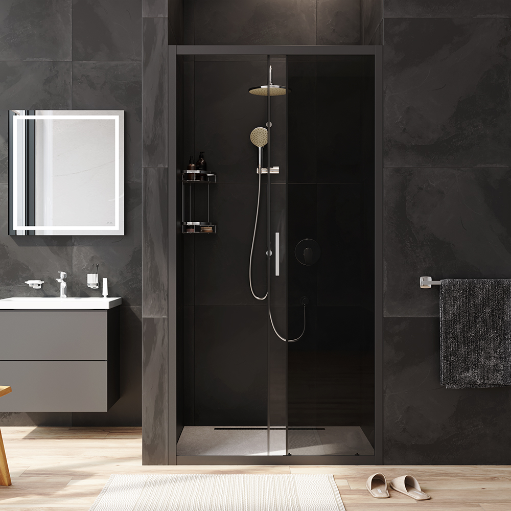 W90G-100-1-195BG Solo Дверь душевая 100х195 стекло тонированное профиль черный матовый AM.PM Gem - Вид №2