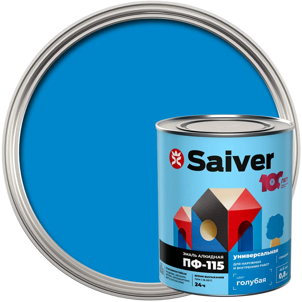 Эмаль ПФ-115 Saiver Lux глянцевая цвет голубой 0.8 кг 83402359 STLM-2142195 
