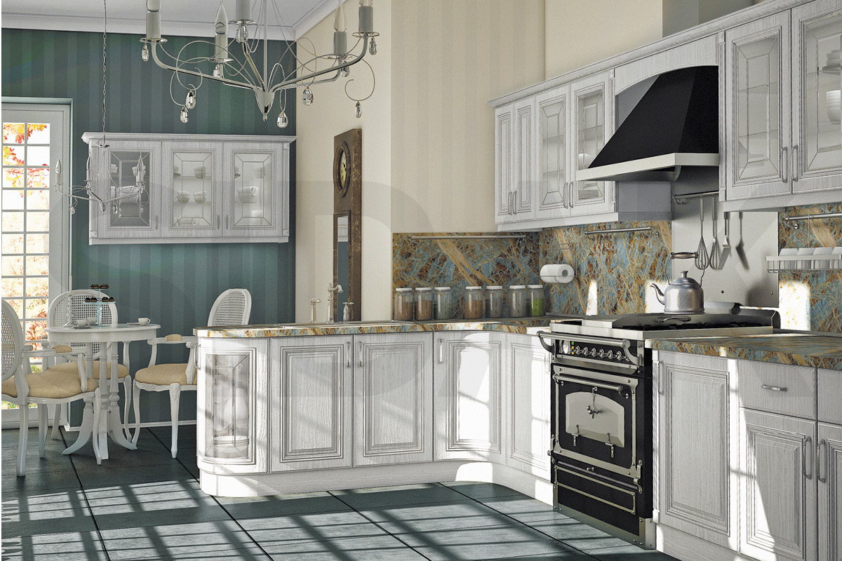 Фасады для кухни Патина Фрезеровка «Валентино+» Кремовый №226 SIDAK SIST2145-38 - Вид №1