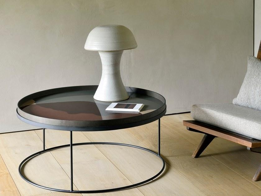 Ethnicraft Круглый поднос из дерева и стекла Linear flow 20908 - Вид №5