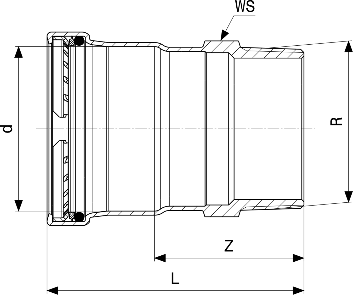 436 476 Модель 2311 Трубопроводные системы  Sanpress Inox  Переходники/​переходные угольники Santreyd  - Вид №3