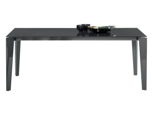 Прямоугольный выдвижной стол из стали и хрусталя