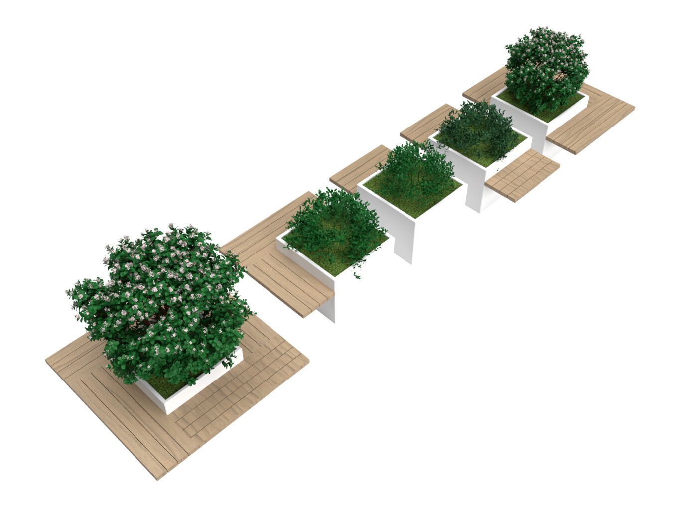 Секционная скамейка из стали и дерева со встроенной сеялкой Urbencéa OXYGEN ARCH-00053273