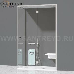 Effegibi FITBOX B Душевая кабина с профилем из алюминия. Установка: в правый угол. Размеры: длина 139 см, Дверные петли на стекле FB10010008