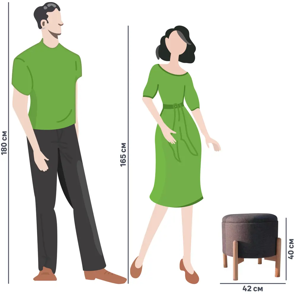 Пуф на деревянных ножках DMR1911 ø 42 см цвет серый DREAM RIVER STLM-2049766 - Вид №2
