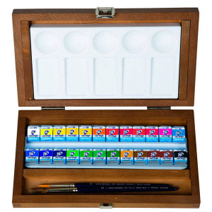 20848624 Краска акварель Набор акварельных красок Van Gogh 24цв кювета деревянный короб Royal Talens