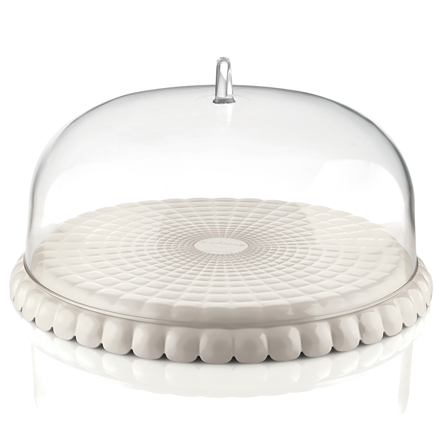 199501156 Блюдо сервировочное с крышкой tiffany, D30 см, молочно-белое Guzzini 