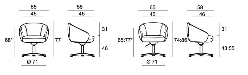 Спицевое вращающееся кресло с подлокотниками Sesta Botero Mignon ARCH-00150473 - Вид №6