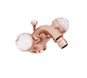 Gentry Home Смеситель для умывальника на три отверстия с выдвижным краном Crystal Rose gold GH100364