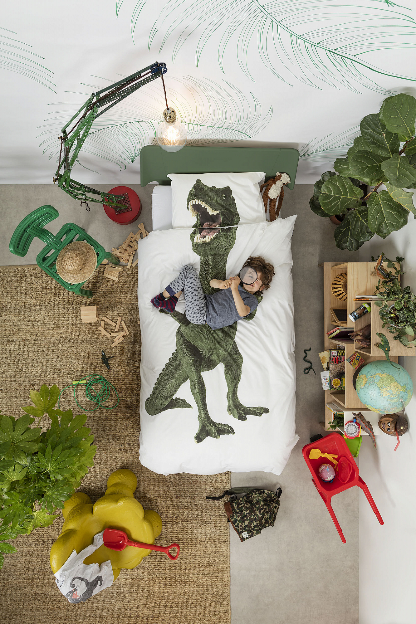 Детское постельное белье односпальное "Тираннозавр Рекс" 150х200 см SNURK  335503 Белый;зеленый  - Вид №2