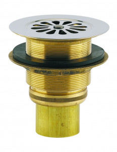 310500 000 00  Сифон для душевого поддона Д. 60 мм, круглая решетка с центральным винтом, выход вертикальный Д. 38 мм под приварку, латунь Valentin Хром