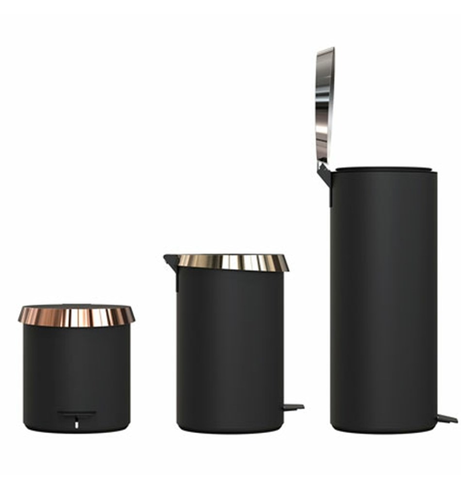 FROST Корзина для мусора 350 » черный / золотой Нержавеющая сталь Черное золото N3002-GB  - Вид №2