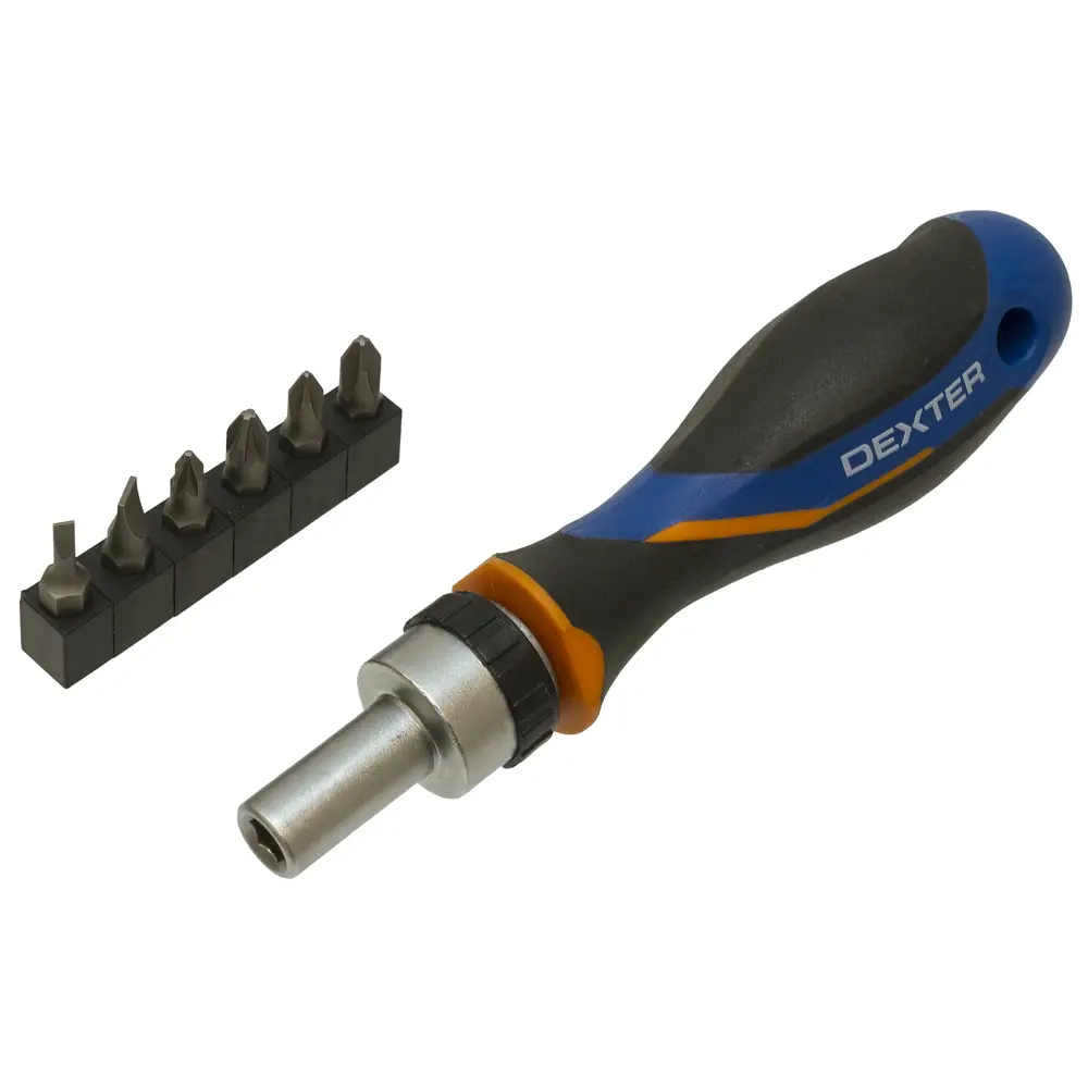 Универсальная отвертка Dexter с реверсивным механизмом и 6 битами 18147465 STLM-0009572
