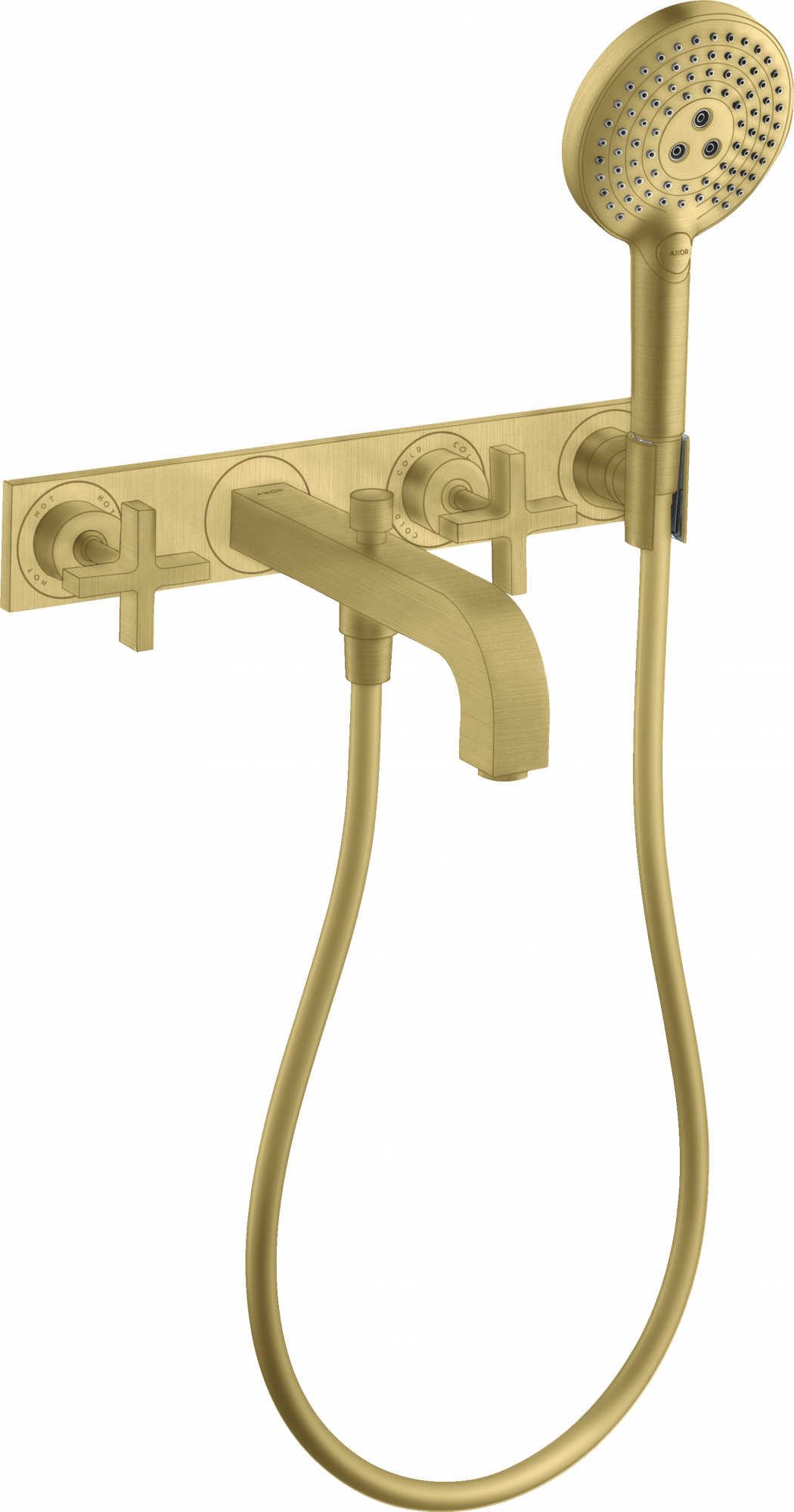 39441950 Смеситель для ванны на 3 отверстия, скрытого монтажа, настенный с поперечными ручками и тарелкой AXOR CITTERIO