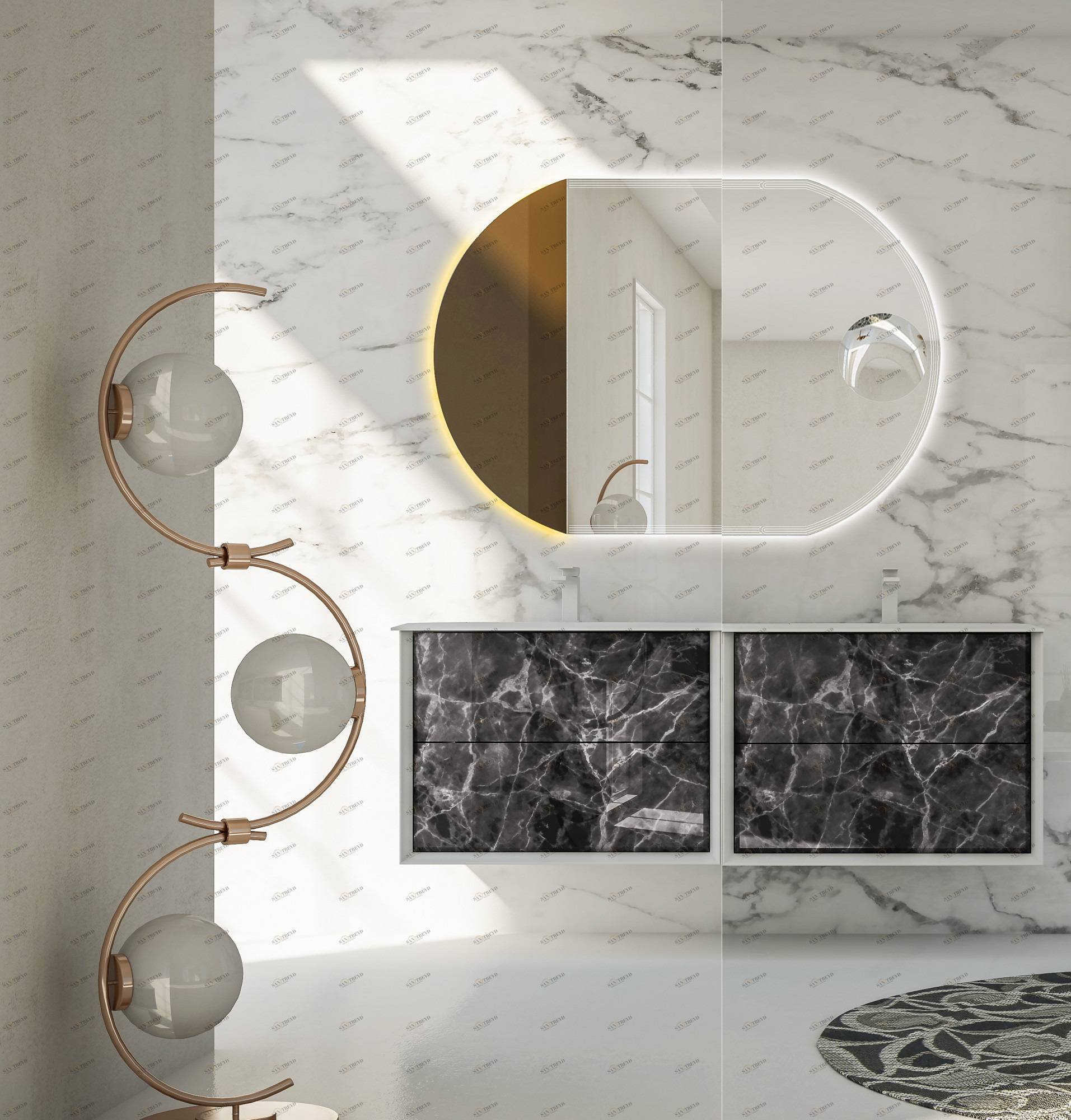 Мебель для ванной CEZARES BELLAGIO 140 Black Stone