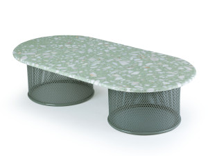 Мраморный низкий овальный журнальный столик